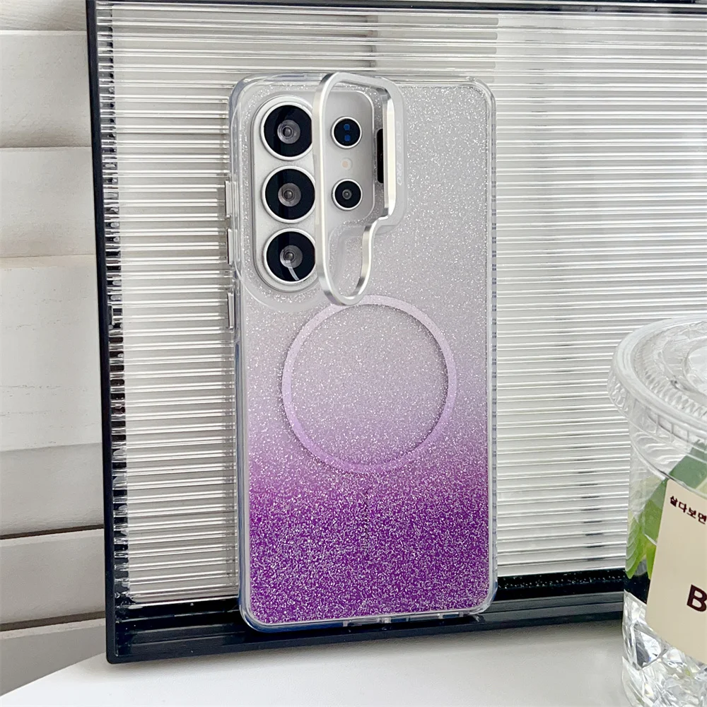 Capa Protetora Transparente Com Gradiente Magnético Magsafe (galaxy A06, Roxo) Para Samsung Galaxy A06