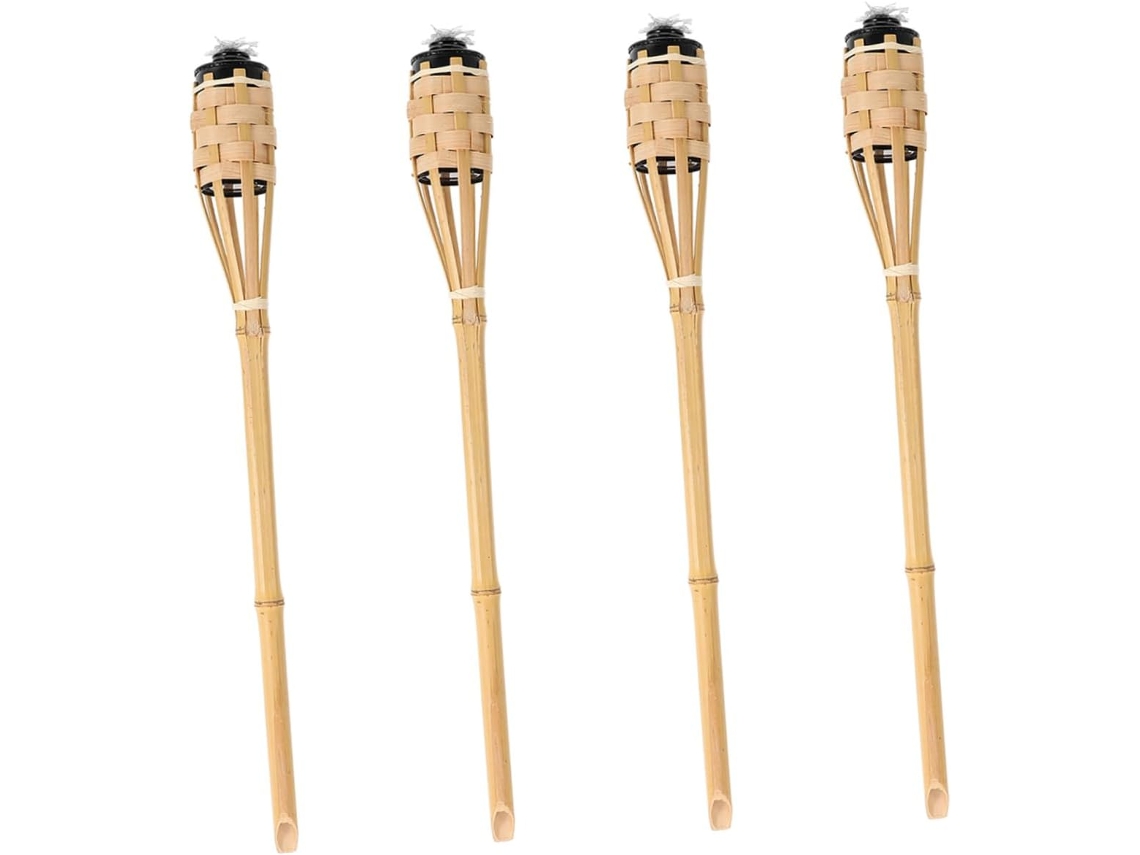 Conjunto de 4 Tochas de Bambu para Jardim, Lamparinas Decorativas a Óleo e Estacas para Fixação no Solo, Ideais para Festas. SFUSHOS