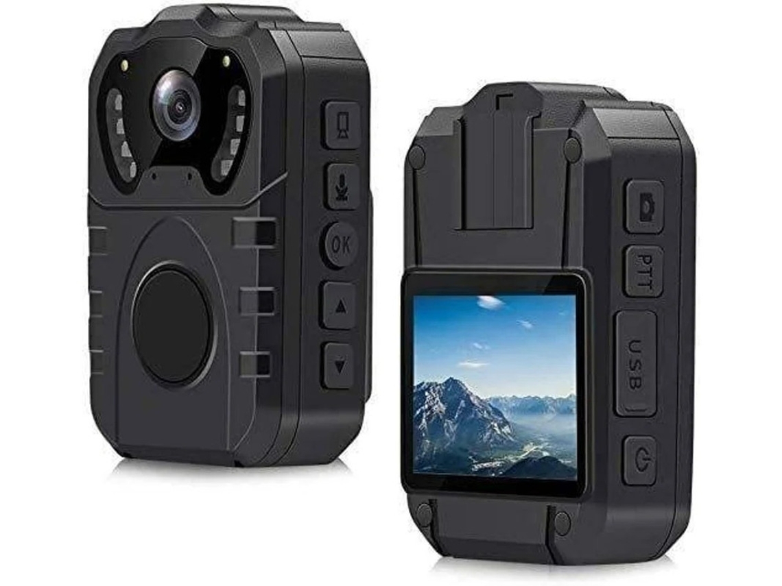 Câmera policial, IP67 à prova d'água, ângulo amplo de 170°, gravador portátil profissional com visão noturna HD de 32 GB, Bestvite (preto)