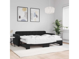 Vidaxl Sofá cama com Gavetão e Colchões 80x200 Cm Veludo Preto