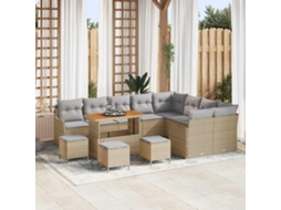 Vidaxl Conjunto De Sofá De Jardim 13 Unid. Bege Vime Pe