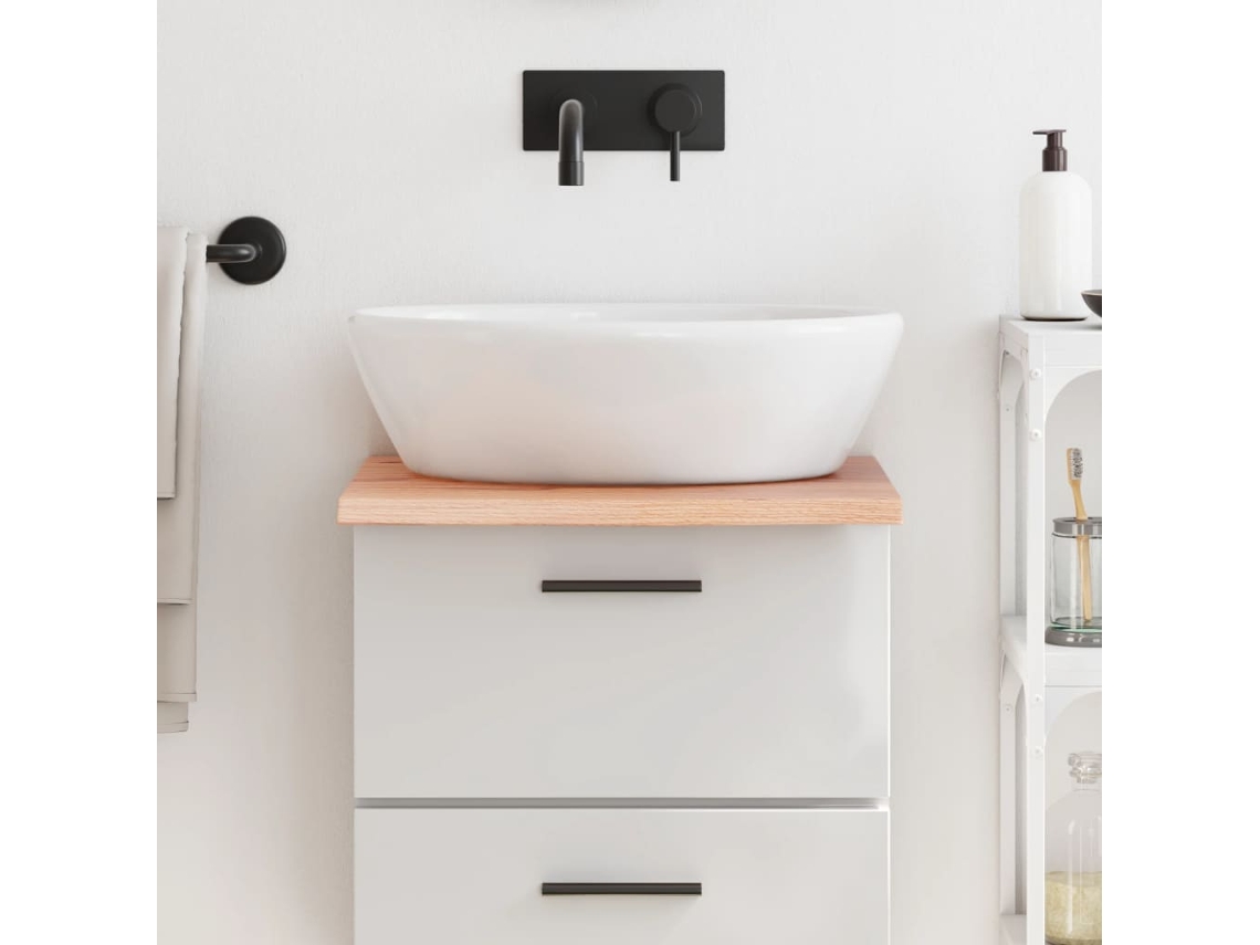 Vidaxl Bancada P/ Wc 40x60x2 Cm Madeira Maciça Tratada Castanho-claro