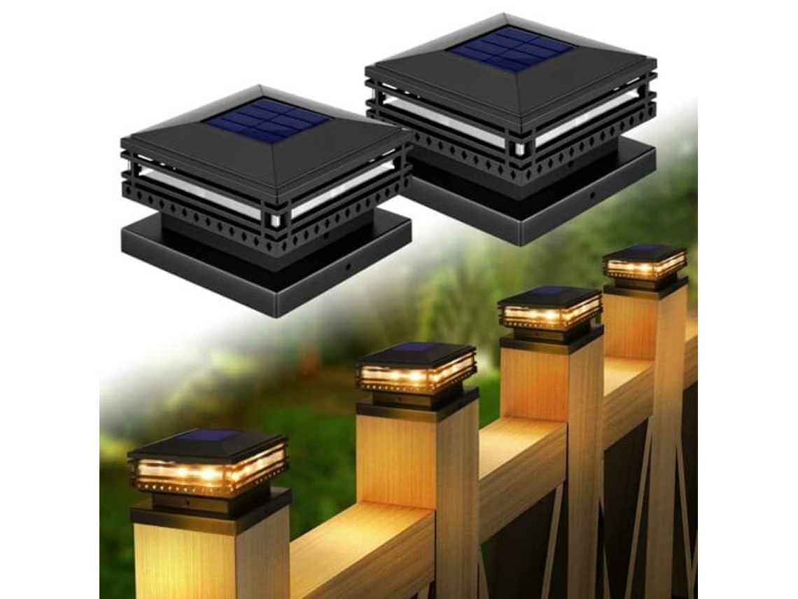 Kit com 2 luminárias solares para cerca e escadas para jardim AQUAFORGE