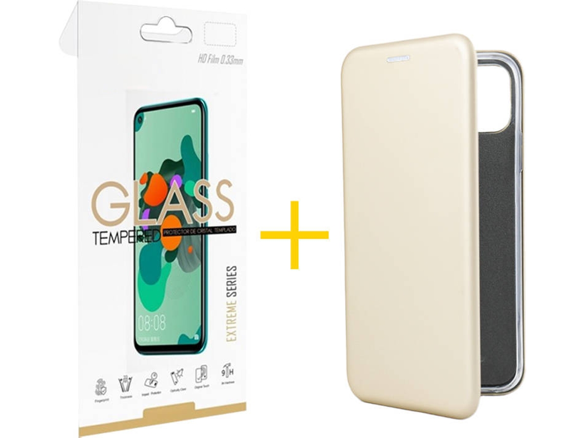Capa e Película Huawei Mate 30 SKYHE Flip Cover 8712 Dourado