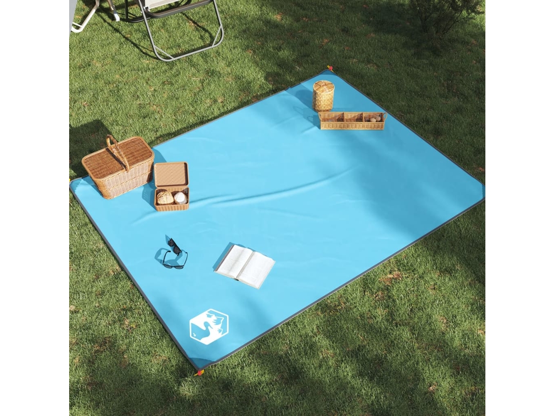 Vidaxl Toalha De Piquenique Com Estacas 205x155 Cm Azul