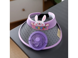 Chapéu MDUG com ventilador solar, proteção solar, coelho roxo