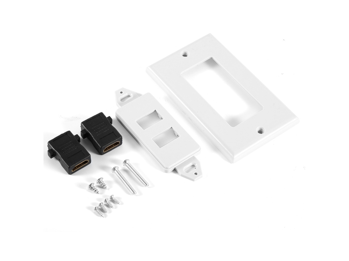 Placa De Parede Hdmi De Doble Puerto Chapado Em Ouro Com Ethernet Para Home Theater