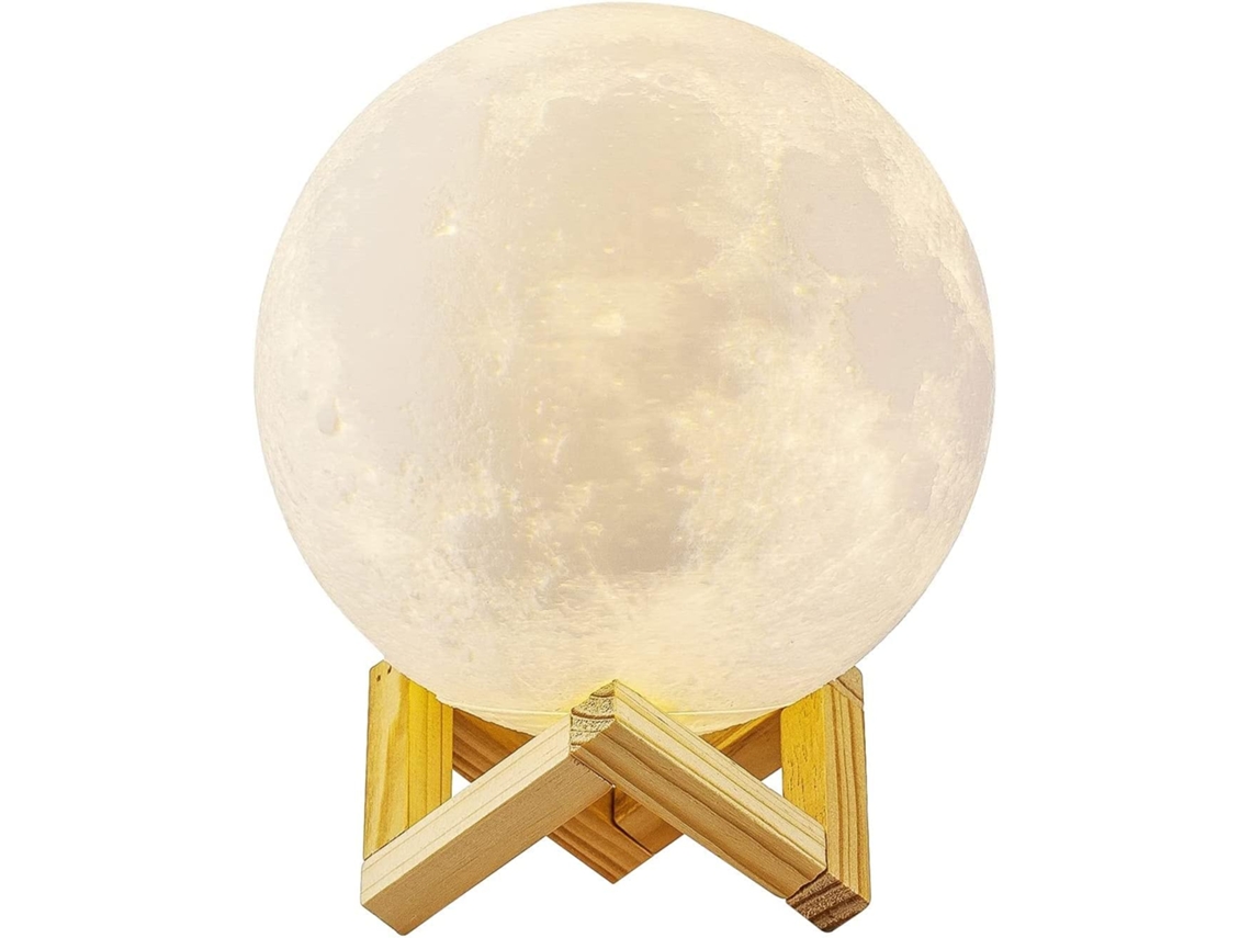 Luminária Lunar Impressa em 3d, 15 Cm de Diâmetro, Lua Cheia La, Cjy BRILVIBERA