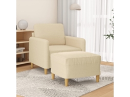 Vidaxl Poltrona Com Apoio De Pés 60 Cm Tecido Cor Creme