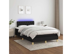 Vidaxl Cama Box Spring C/ Colchão E Led 120x200 Cm Tecido Preto
