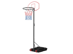 Cesto de Basquete ajustável 74x55x210cm com base preenchível rodas e dardos preto | S/MARCA