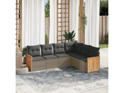 Vidaxl 6 Pcs Conjunto Sofás De Jardim Com Almofadões Vime Cinzento