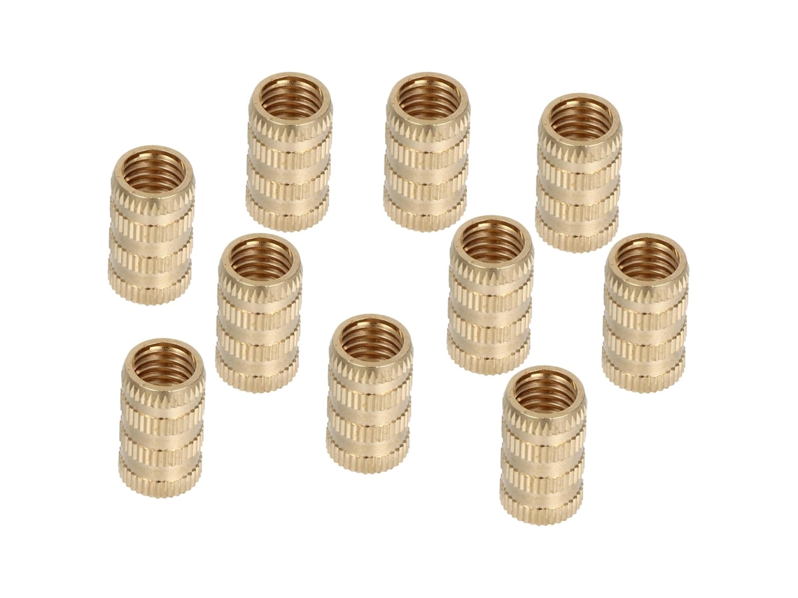 Kit Com 10 Porcas De Inserção Serrilhadas Latão M10*11,5*20 Para