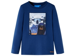 T-shirt De Manga Comprida Para Criança Azul-ganga 128