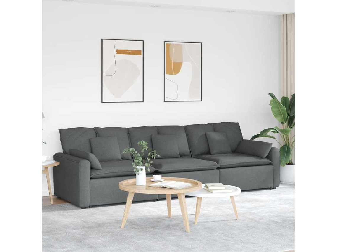 Vidaxl Sofá Modular Com Almofadas Cinzento-escuro