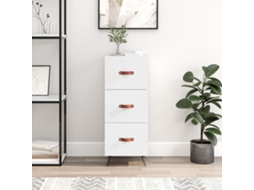 Aparador de madera labrada, 34,5 x 34 x 90 cm, blanco brillante