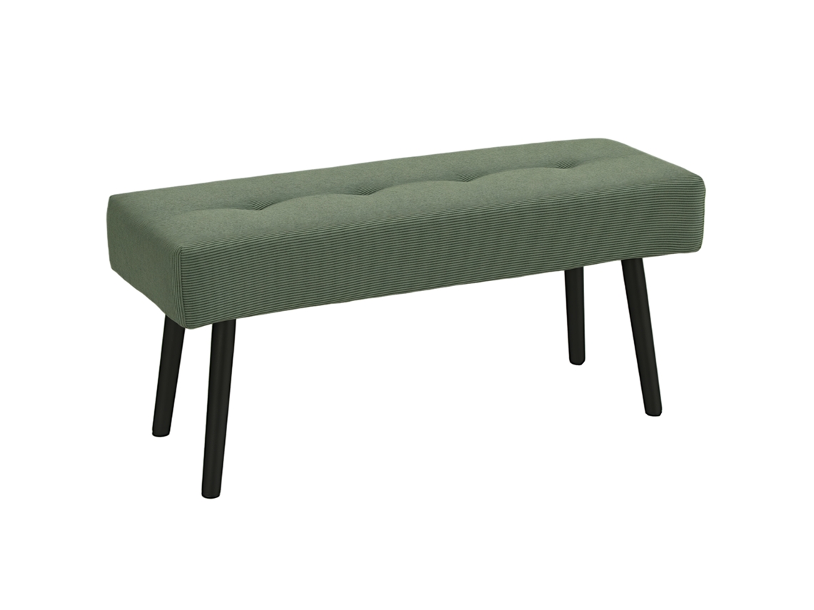 Estofado Cobertura Verde De Veludo Cotelê. Banco Cama Com Pernas Metal. Sapatos 100 X 36 45 Cm
