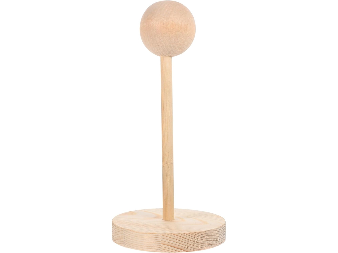 Apoio Prático Para Perucas, Estavel E Para Secagem, Na Madeira Cáqui, Para Cabeças De Boneca Bjd.
