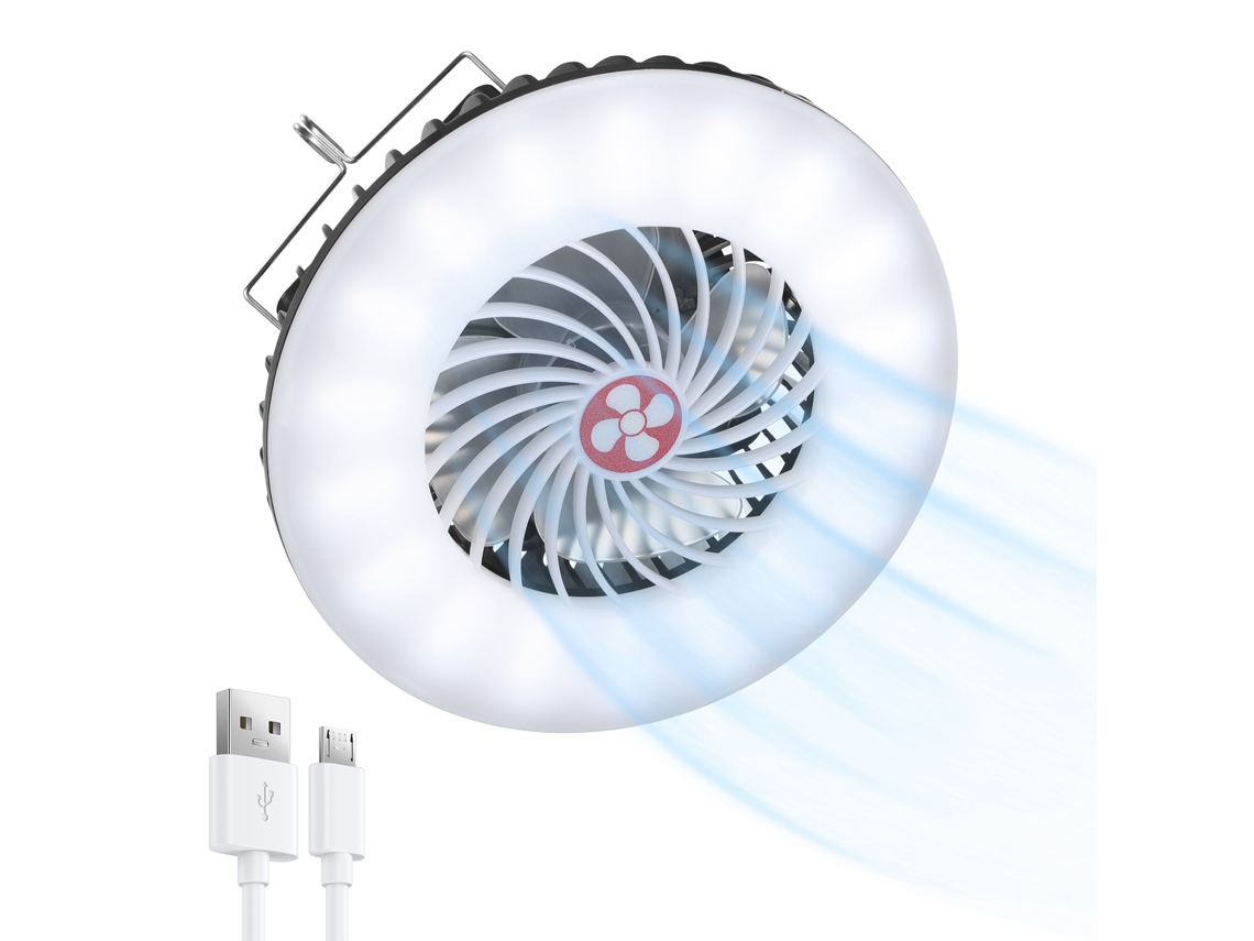 Lanterna De Camping Portátil Com Ventilador Solar Usb Recarregável Luz Led Para Tenda Emergência Ao Ar Livre