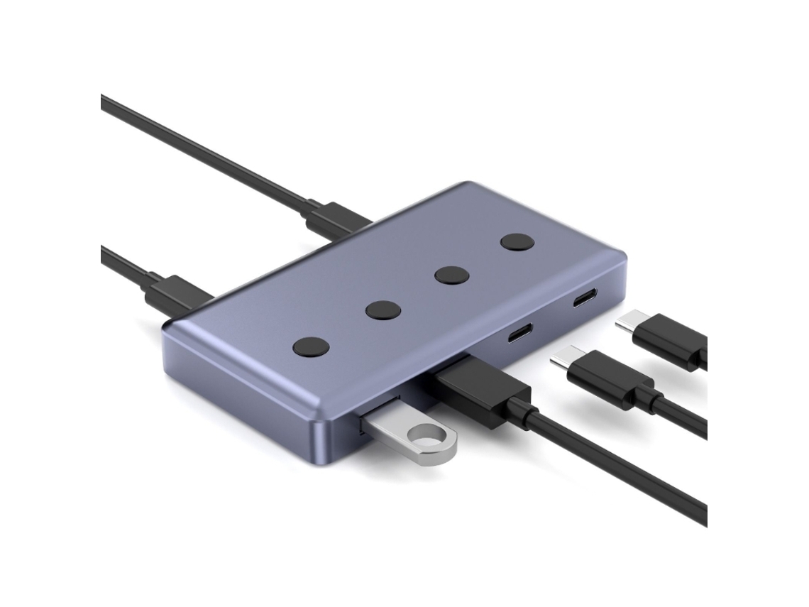 Yizhood Docking Station Hub USB 3.1 portátil, divisor USB de alta velocidade, botão liga/desliga único para desktop e jogos N2ub cinza