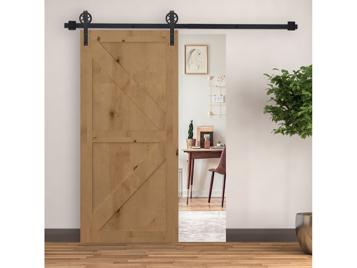 Kit De Trilho Preto Em Aço Para Porta De Correr, 200cm, Compatível Com Folhas De 34 A 40mm