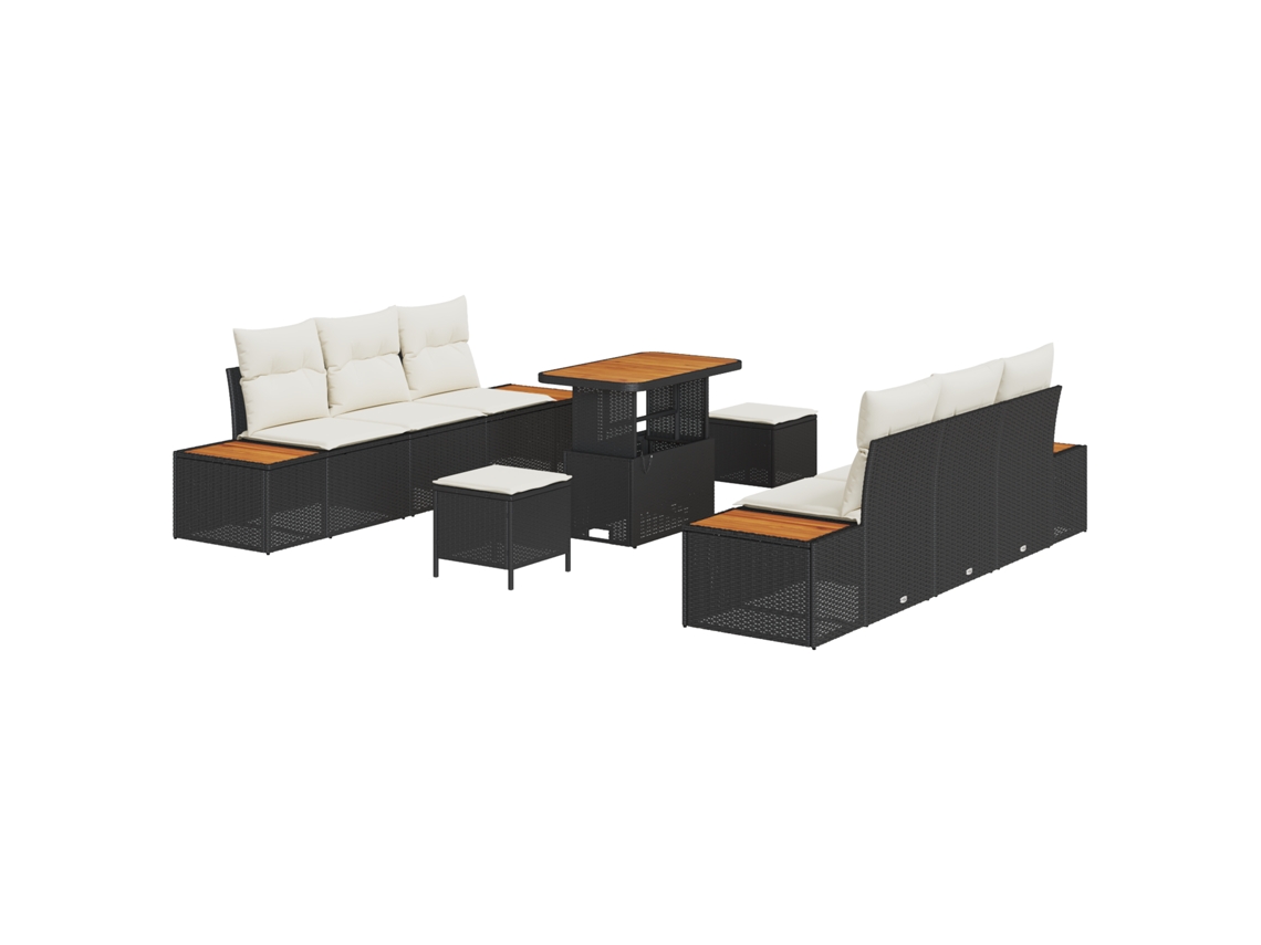 Sofá De Jardim Vidaxl Preto Vime Pe (90 X 55 X 71 Cm)
