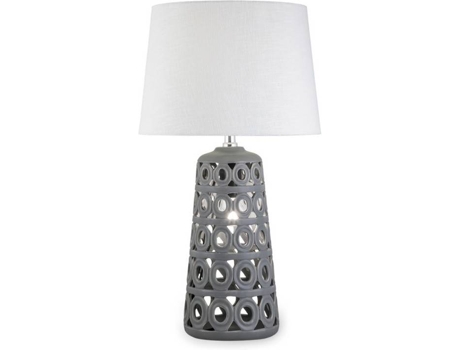 Candeeiro de Mesa  Monaco (Cinzento, Branco - E27 - Máx. 60W - Cerâmica - Tecido)