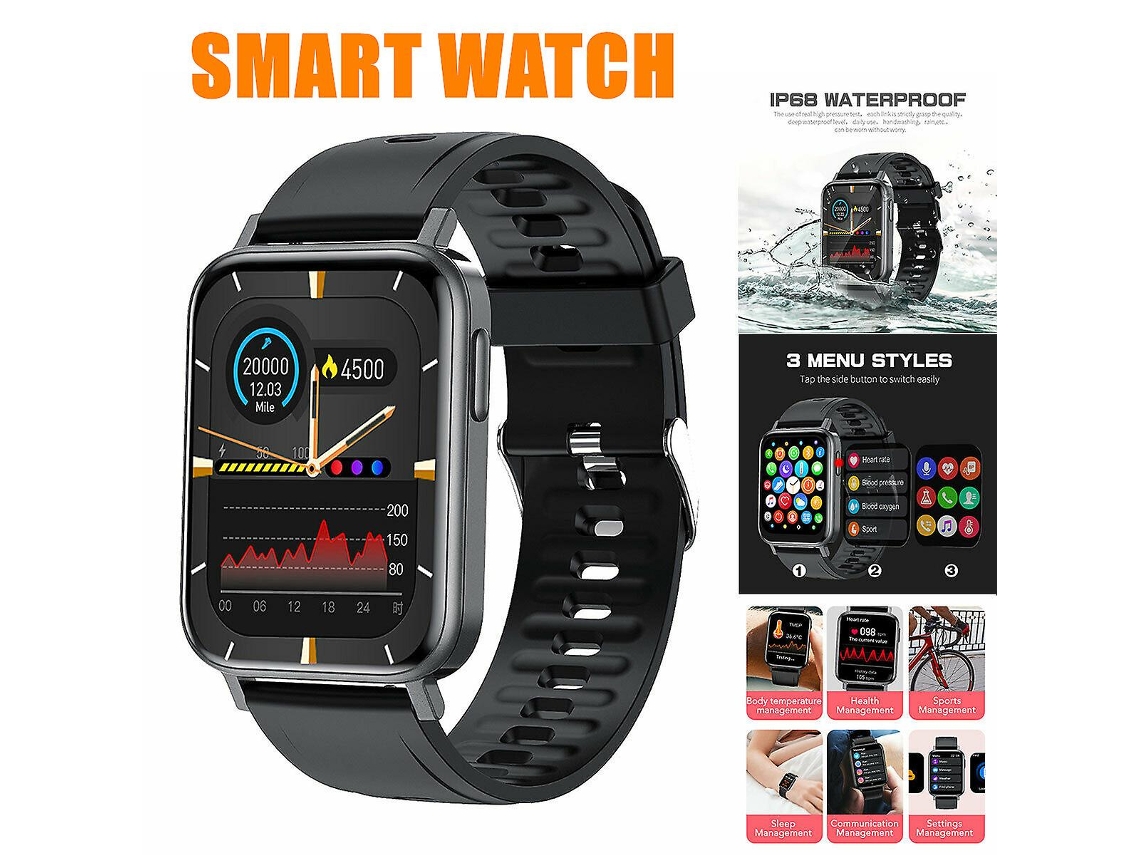 Smartwatch Bluetooth à prova d'água com rastreador de atividades físicas, frequência cardíaca e monitoramento de oxigênio no sangue. Ly Ebike