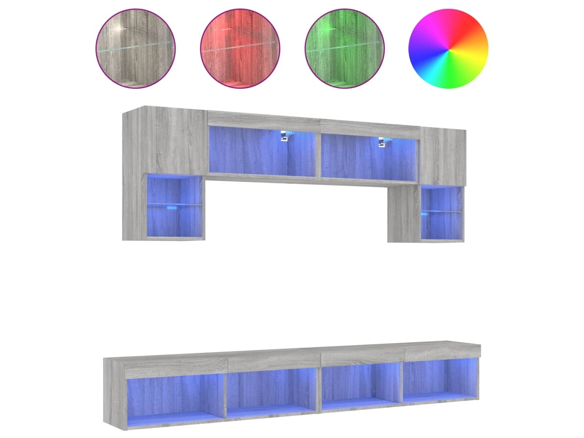 Tv Wall Unit, Tv Wall Units Vidaxl Cinzeto Madeira Processada (n/a)