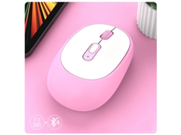 Rato Yizhood W300 2.4g Bt Wireless 3 Modos Dpi Botão Recarregável Bateria Usb Dongle Para Carregamento De Laptop Tipo C Rosa
