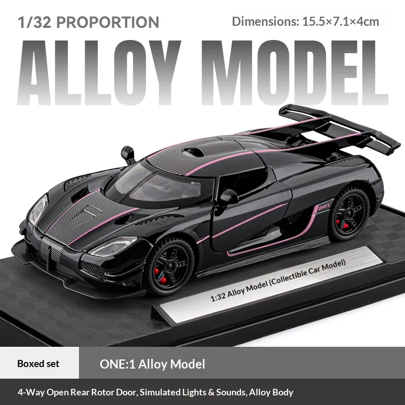 (preto) 1:32 Koenigsegg One 1 Modelo De Carro Diecast Simulação Esportiva