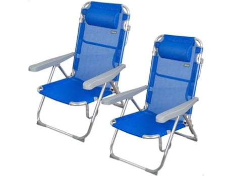 Saving Pack 2 Cadeiras De Praia Gomera Multiposição Anti-Inclinação C/Almofada 48x60x90 cm AKTIVE
