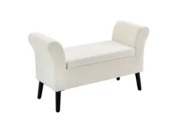 Bancada de Estufa para Pé em Veludo Madeira Cores Branco e Creme BTFORUS (65x41 cm)