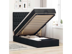 Vidaxl Estrutura de Cama Otomana com Colchão Preto Tecido