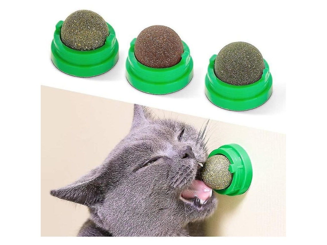 2026 3 Bolas de Catnip Comestíveis para Gatos, Brinquedos Mastigáveis Saudáveis, Limpeza Dental, Rotativos e Adesivos