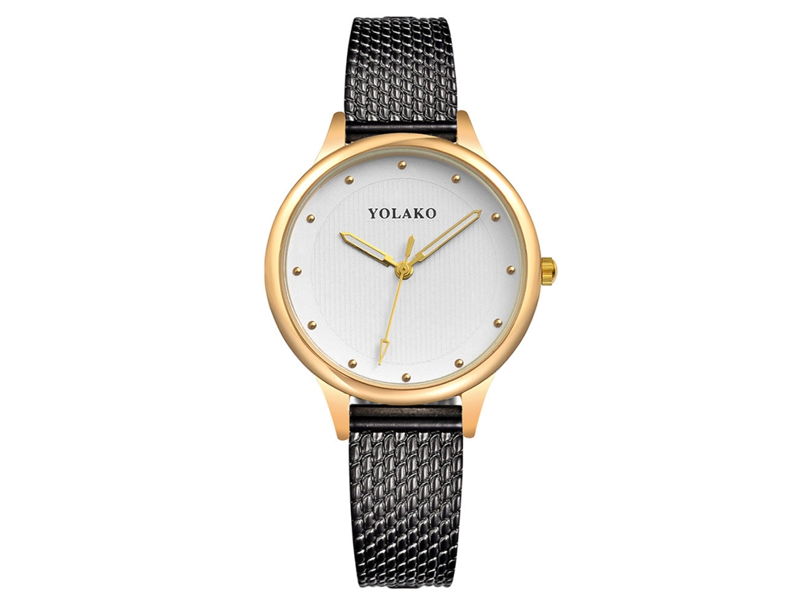 Relógio de Pulso Feminino Casual Simples de Quartzo com Pulseira de Plástico Preto