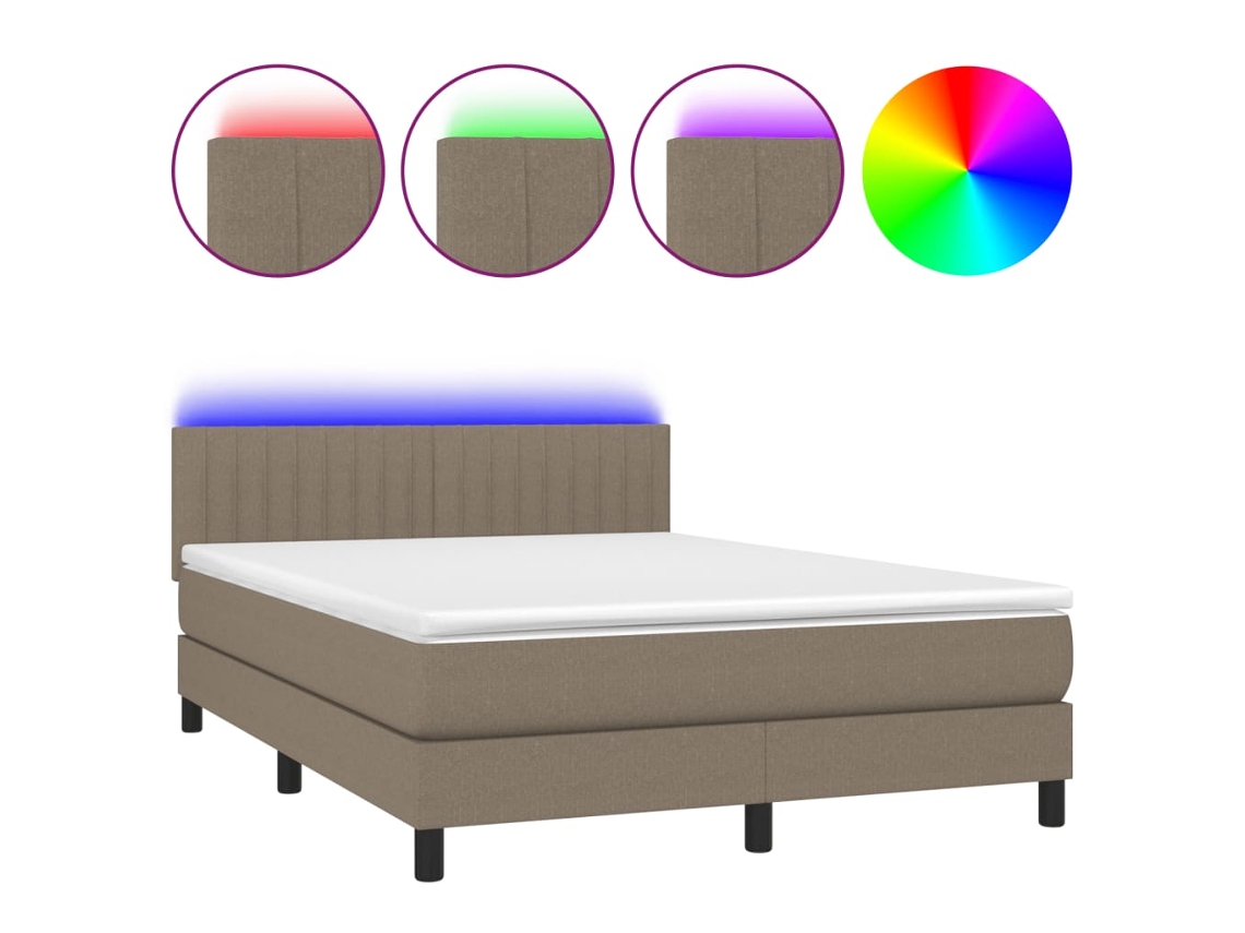 Box Spring Bed, Box Spring Beds Vidaxl Cinzento-acastanhado Tecido (140 X 200 Cm)