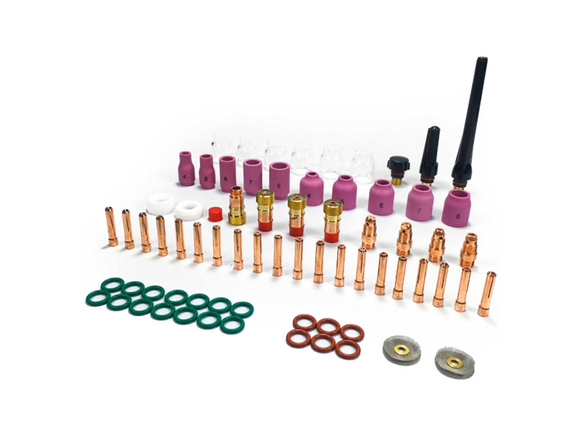 Kit De 71 Piezas Para Antorcha Tig Wp-17/18/26: Lentes De Gas, Boquillas Cerámicas, Portabrocas Y Juntas O