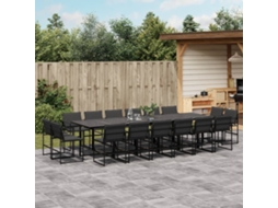 Vidaxl 17 Pcs Conj. De Jantar P/ Jardim C/ Almofadões Textilene Preto