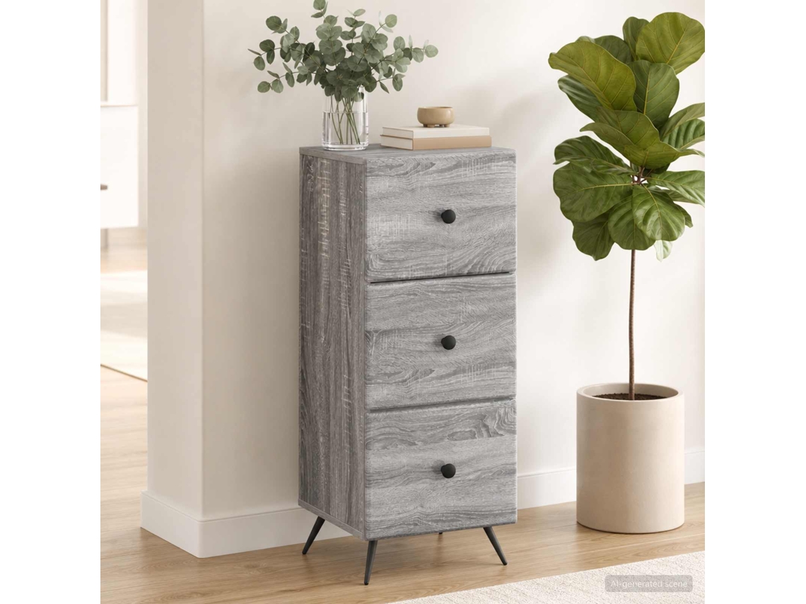 Vidaxl Gabinete De Gavetas Sonoma Cinzento 33 X 34,5 X 90 Cm