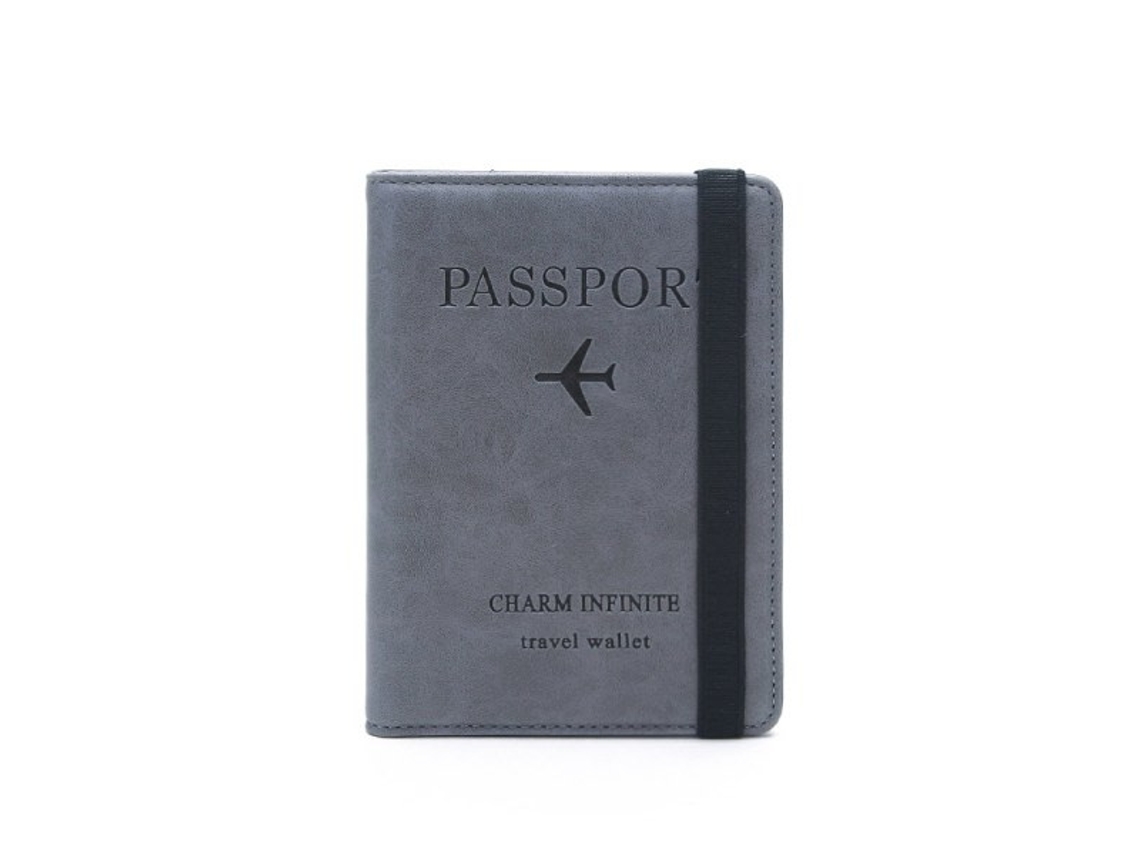 Conjunto De 2 Carteiras Viagem Com Proteção Rfid Para Passaporte, Cor Cinza