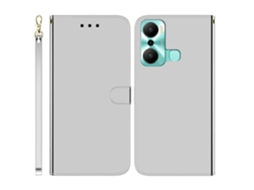 Capa De Celular Flip Em Couro Sintético Com Superfície Espelhada Para Infinix Hot 20 Play