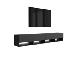 Suporte De Tv 200 (2 X 100) Cm Preto Fosco, Led Branco, 200 × 32 × 34 Cm 3E 3XE LIVING.COM
