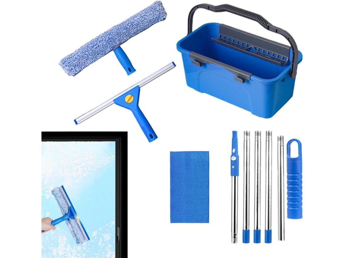 Kit De Limpeza De Janelas Pure Com Balde E Cabo De Microfibra