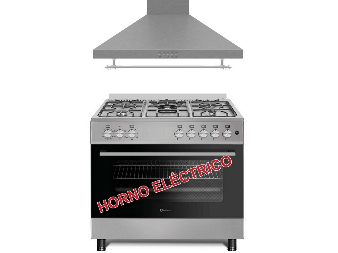 Pack Combo Fogão Solthermic F9l50e5i Inox Panoramica Forno Electrico Exaustor 90 Inox