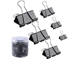 Clipes de papel Amosfun Pretos para mesa e arquivos domésticos, metal reutilizável, fáceis de usar, 120 unidades.