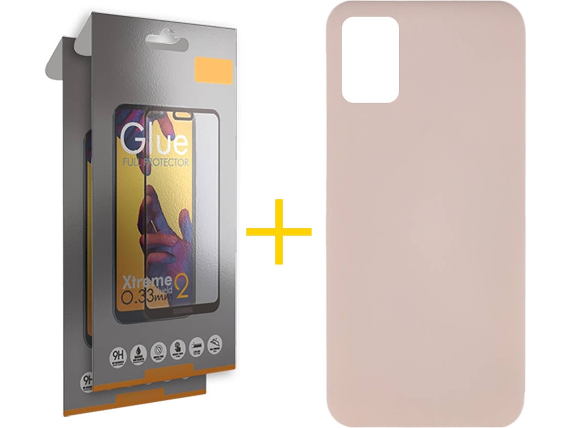 Kit Capa e 2 Películas Samsung Galaxy A51 SKYHE Full Silicone Líquido (Rosa Claro)