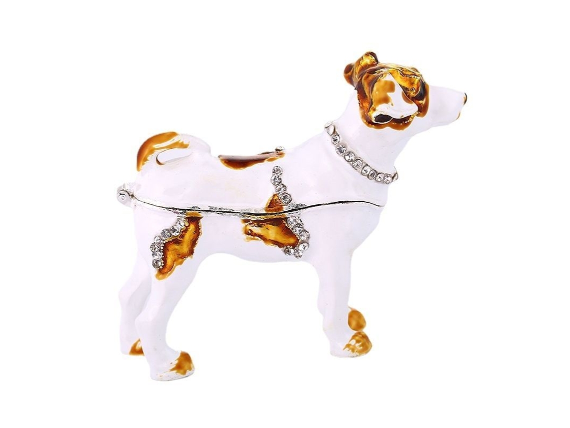 Caja De Joias Com Decoração De Cão Diamante Brilhante Artesanato De Metal Para Armazenamento E Decoração Residencial