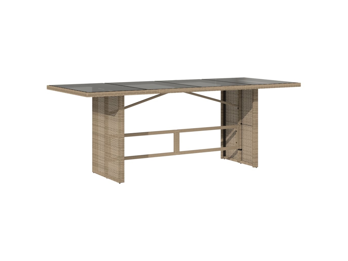 Mesa de jardim com tampo de vidro 190x80x75 cm Vime Pe Bege MAISON EXCLUSIVE