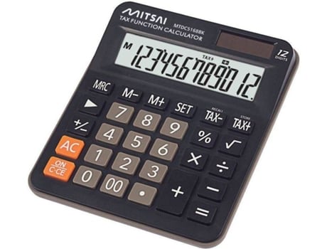 Calculadora Básica Tax MITSAI PR Preto (Outlet Caixa Aberta - 12 dígitos)